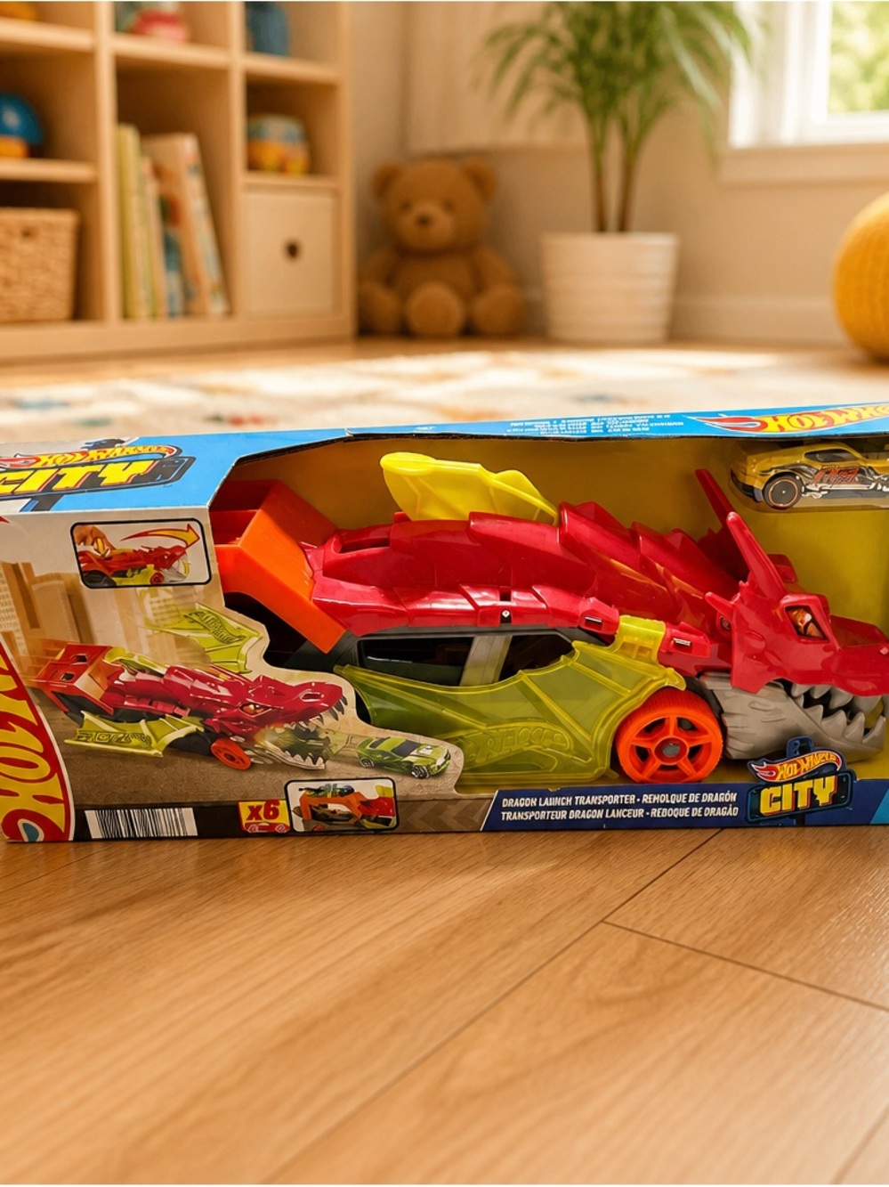 Hot Wheels Red & Yellow Dragon Launcher Transporter Toy